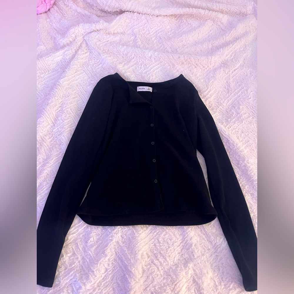 Holister black long sleeve botton shirt